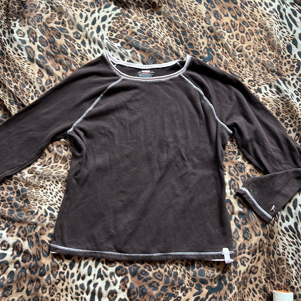 Brown Long-sleeve with Pink Stitching